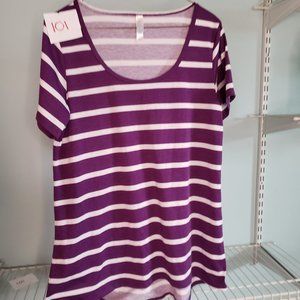 LulaRoe Classic T - Medium - Purple & White Stripe